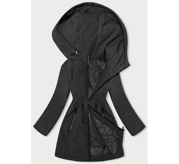 Čierna dámska bunda s kapucňou (B8217-1)