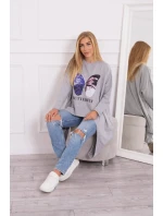 Blúzka oversize s potlačou šedá