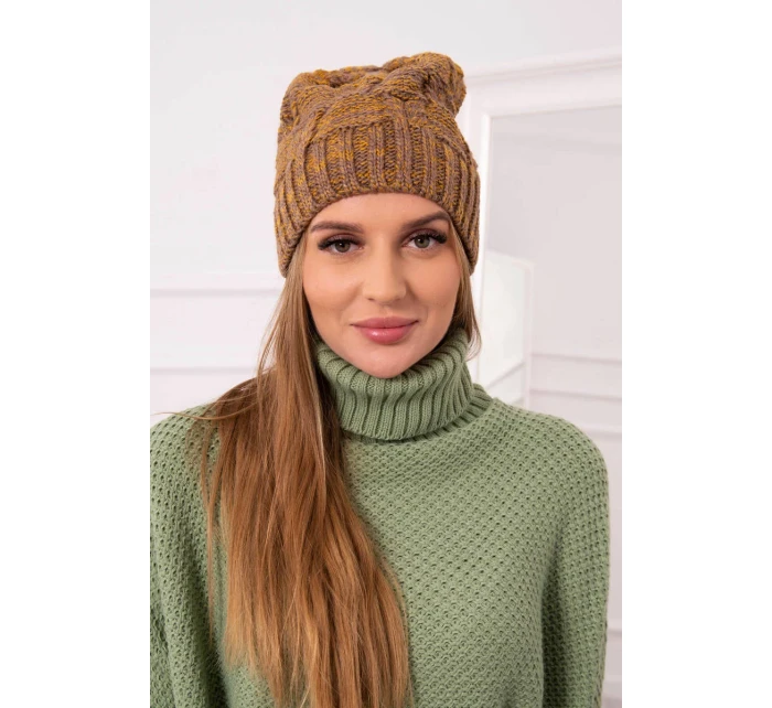 Fleecová čiapka Dolores K303 horčicová+hnedá