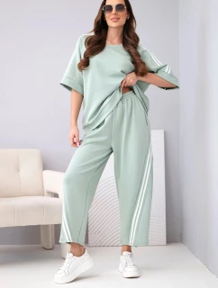 Dámska maslová viskózna mikina a nohavice s tienidlami tmavá mentolová