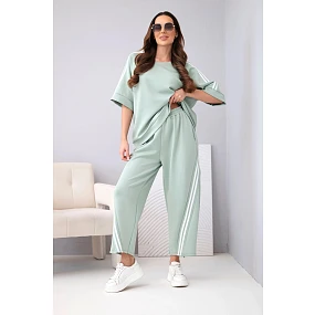 Dámska maslová viskózna mikina a nohavice s tienidlami tmavá mentolová