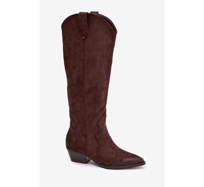 Dámské kovbojky na podpatku – čokoládové model 21837045 - Kesi