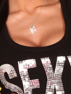 Sexy letter-collier-N with rhinestones