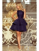 Tmavě modré dámské rozšířené šaty s vrchní částí model 6408775 - numoco Tmavě modré dámské rozšířené šaty s vrchní částí model 6408775 - numoco