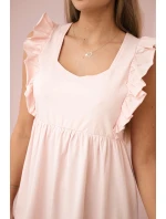 Šaty s volánky na bocích tmavě pudrově růžové