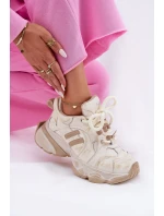 Dámské Kožené Tenisky model 21692733 Béžové - Goe