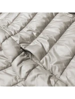 Dámska krátka bunda s pletenými rebrovanými lemami béžová (P22/P3-6636/P3-6023-62)