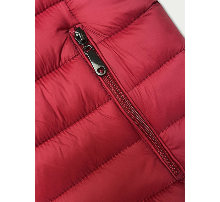 Červená dámska prešívaná vesta s kapucňou (16M9139-270)