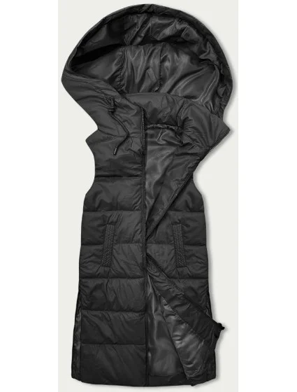 Čierna dámska vesta s kapucňou (B8212-1) Čierna dámska vesta s kapucňou (B8212-1)