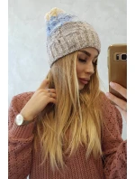 Fleecová čiapka Dolores K303 tmavo béžová+modrá+žltá