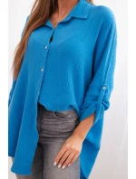 Bavlnená mušelínová košeľa tyrkysová Bavlnená mušelínová košeľa tyrkysová