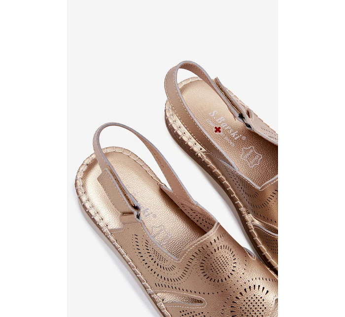 Kožené sandály na platformě S.Barski GR61-5916 Zlaté