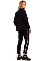 M459 Blejzer s pruhovanými rebrovanými manžetami - čierny