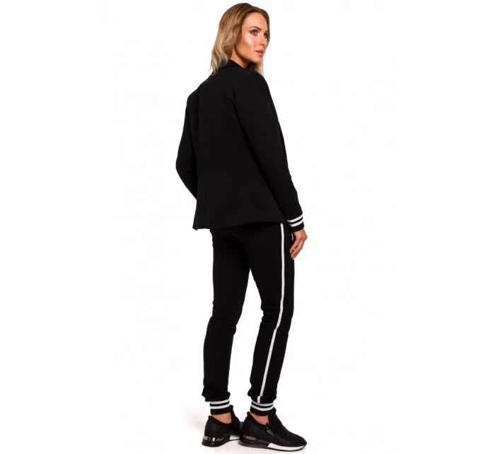 M459 Blejzer s pruhovanými rebrovanými manžetami - čierny