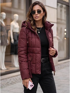Kurtka damska pikowana z kapturem bordowa model 22341085 - FashionStreet