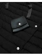 Dámska dlhá čierna prešívaná vesta (JIN219)