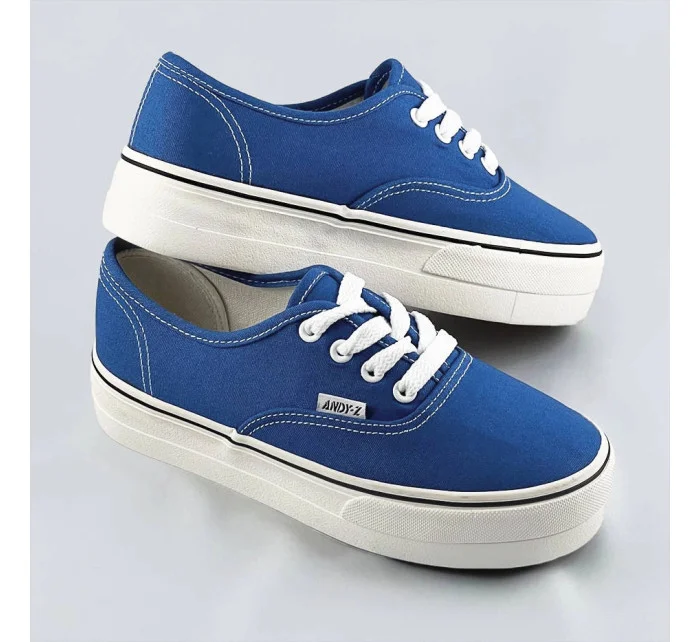 Svetlomodré dámske tenisky s ozdobným prešitím (AW020303)