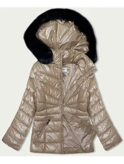 Dámska prešívaná zimná bunda béžová (V775)