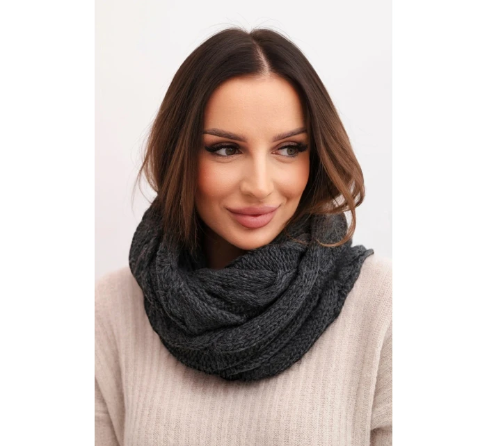 Dámský pletený vlněný komín měkký a teplý model 21866344 grafitový - K-Fashion Dámský pletený vlněný komín měkký a teplý model 21866344 grafitový - K-Fashion