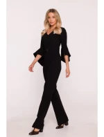 S416 Kombinéza s volánovými rukávmi - čierna