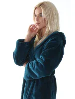 Dámsky župan s kapucňou Siena 3356 3/4 Petrol - Vestis Dámsky župan s kapucňou Siena 3356 3/4 Petrol - Vestis