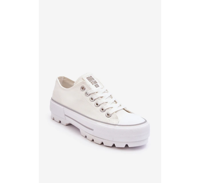 Materiałowe Trampki Na Platformie Big Star LL274150 Białe Materiałowe Trampki Na Platformie Big Star LL274150 Białe