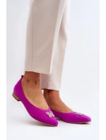 Zazoo 2887 Zamszowe Baleriny Z Ozdobnym Motylem Fuksja