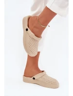 Piankowe Klapki Chodaki Damskie Beżowe Faylina Piankowe Klapki Chodaki Damskie Beżowe Faylina