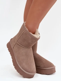 Dámské sněhule z přírodního semiše na platformě béžové model 21709747 - Boto