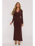 Šaty s řasením a  hnědé model 21479362 - Moe