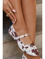 Dámské zdobené baleríny s páskem Olivisse – bílo-hnědé Dámské zdobené baleríny s páskem Olivisse – bílo-hnědé