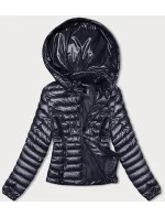 Tmavomodrá dámska prešívaná bunda s kapucňou (16M9106-215)