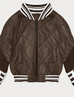 Dámska bunda bomber so svetrovými rukávmi hnedá (2439)