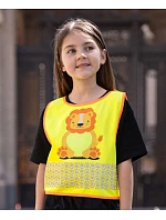 Korntex FUN Detská bezpečnostná vesta 76.FUNY hi vis yellow/lion Korntex FUN Detská bezpečnostná vesta 76.FUNY hi vis yellow/lion