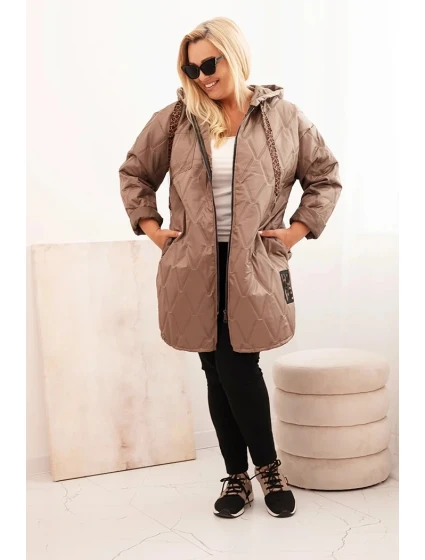 Dámská bunda Plus Size prošívaná s kapucí a nápisem HOPE fango