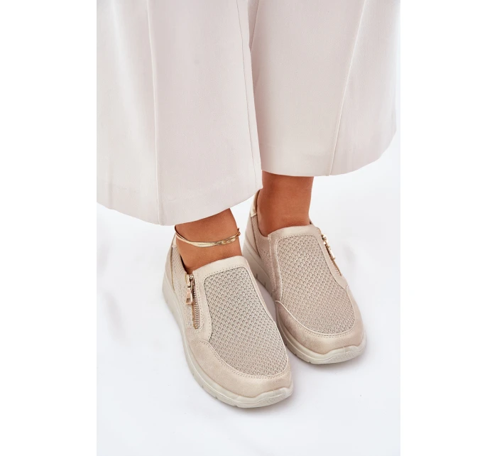 Półbuty Damskie Na Platformie Z Zamkiem Złote Leanae Półbuty Damskie Na Platformie Z Zamkiem Złote Leanae