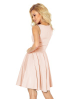 Spoločenské šaty luxusné s kolovou sukňou stredne dlhé svetlo ružová - Ružová / XL - Numoco
