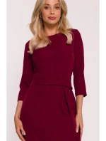 Šaty s volánkem model 21787046 bordó - STYLOVE