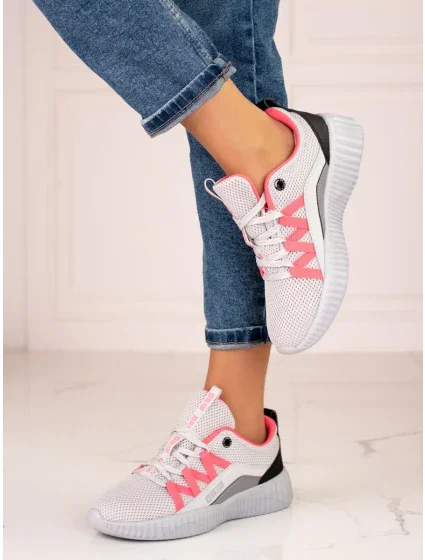 Komfortné tenisky šedo-strieborné dámske bez podpätku Komfortné tenisky šedo-strieborné dámske bez podpätku