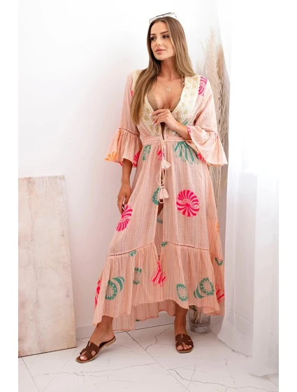 Dámský boho plášť s výšivkou meruňka Dámský boho plášť s výšivkou meruňka