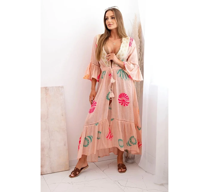 Dámský boho plášť s výšivkou meruňka Dámský boho plášť s výšivkou meruňka