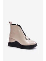 Lakované Boty Na Zateplené D&A Béžové model 21671901 - S.Barski