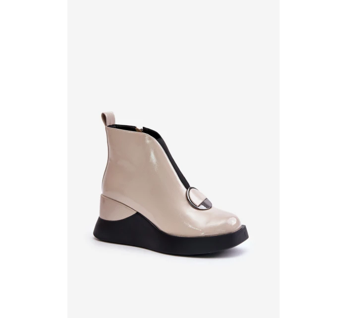 Lakované Boty Na Zateplené D&A Béžové model 21671901 - S.Barski