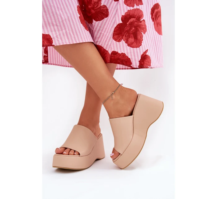 dámské sandály na platformě a klínu béžové model 21688536 - Boto dámské sandály na platformě a klínu béžové model 21688536 - Boto
