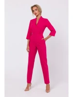 M751 Kombinéza so šálovým golierom - ružová