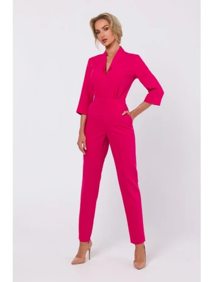 M751 Kombinéza so šálovým golierom - ružová
