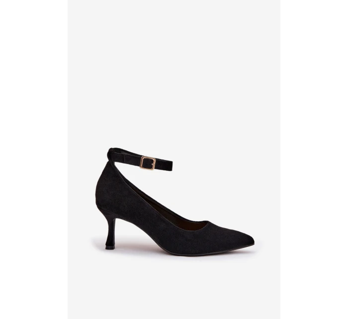 Eko semišové lodičky Devoria - čierne Eko semišové lodičky Devoria - čierne