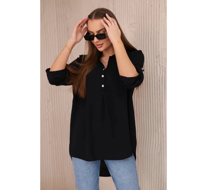 Blúzka s predĺženým zadným dielom 27975 čierna - Kesi Blúzka s predĺženým zadným dielom 27975 čierna - Kesi