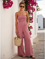 Dámsky letný overal so širokými nohavicami ružový FashionStreet EY2652