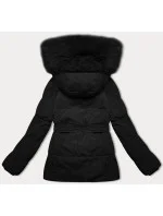 Černá bunda pro přechodné období s páskem model 21248557 - J.STYLE